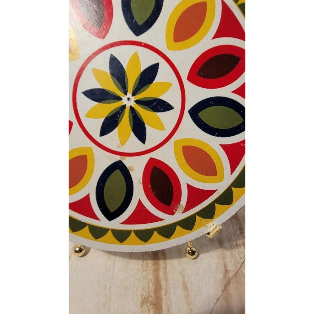 Vintage Jacob Zook PA Dutch Hex Sign Daddy Of 'Em All Folk Art Trivet Set 2